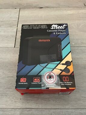 Aiwa Street Cassette Player & Earbuds - Black with Red Logo